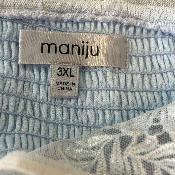 Maniju Light Blue Lace & Mesh Top Prom Formal Gown Sz 3X NWOT - Picture 8 of 10